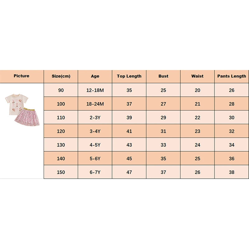 2pcs Kids Girls Summer Clothes Set Short Sleeve Bow Boots Print T Shirt and Tulle Skirt 0-5Y