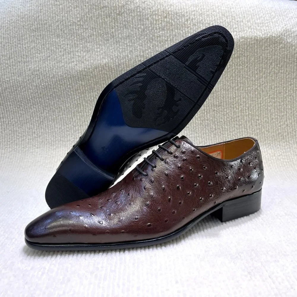 Crocodile Pattern Square Toe Brogue Leather Oxford Shoes