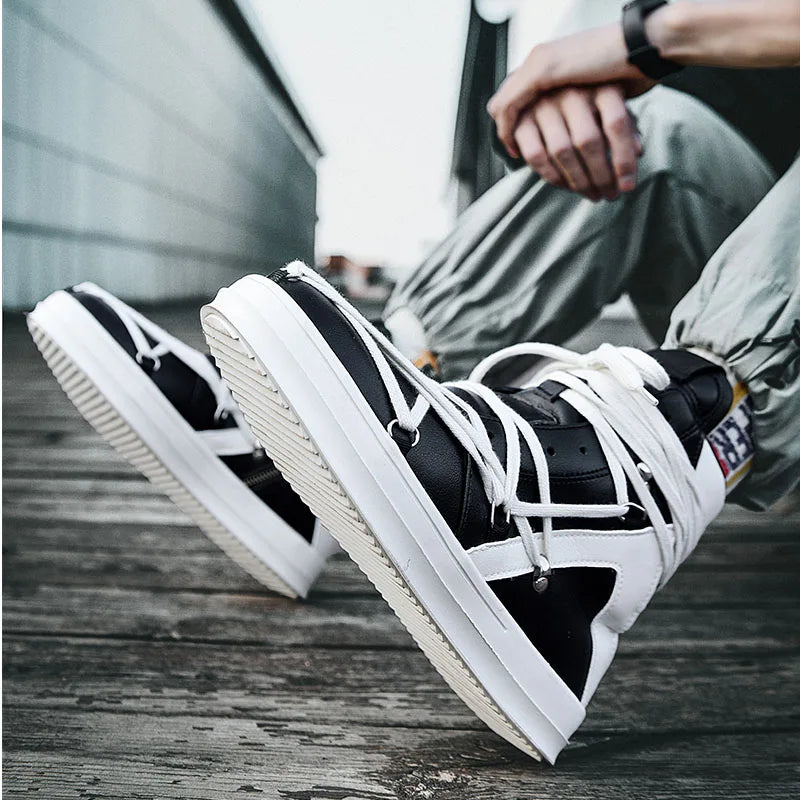 Men's Casual High-top Sports Strap Design Sneakers
