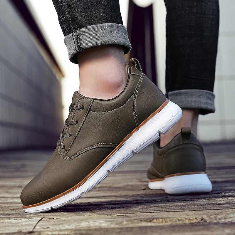 Men's Casual Leather Lace-up Flat British Comfortable Shoes