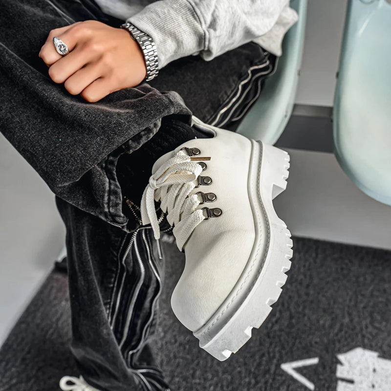 Men's Platform Suede Leather Lace-up Derby Shoes