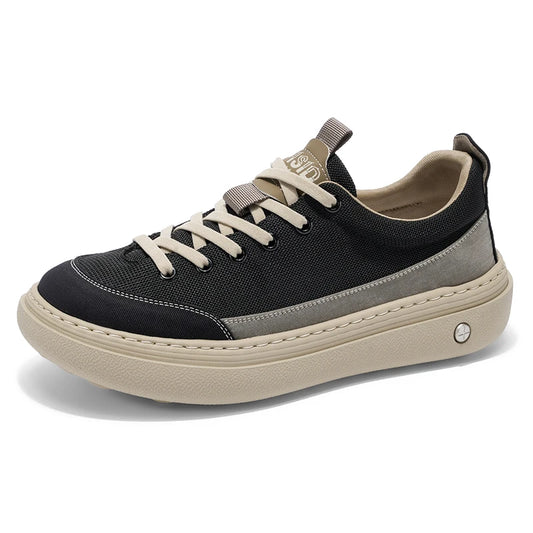Men's Soft Platform Sneakers - Breathable Lace-Up Tennis Shoes