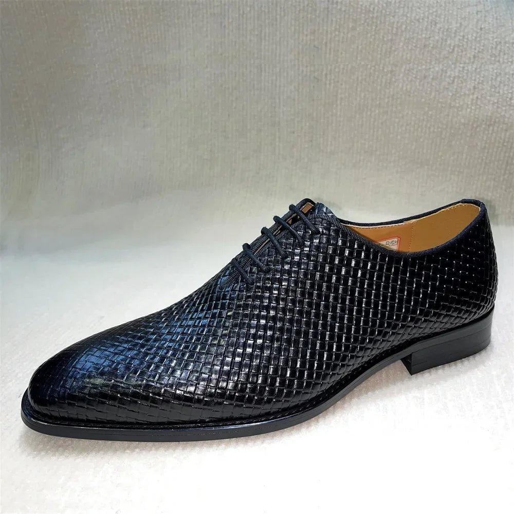 Handmade Pointed Toe Lace-Up Leather Oxford Dress Shoes
