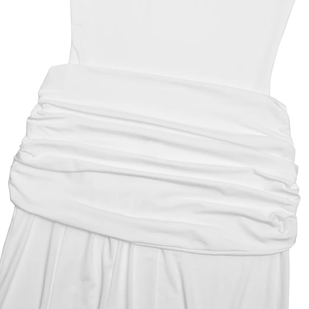 Women's Ruched Split Maxi Dress - Elegant Sleeveless Evening Gown