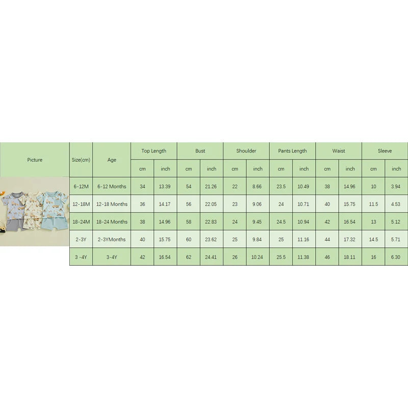 Boys' Excavator Print Summer Outfit Set - Short Sleeve Top with Elastic Waist Shorts