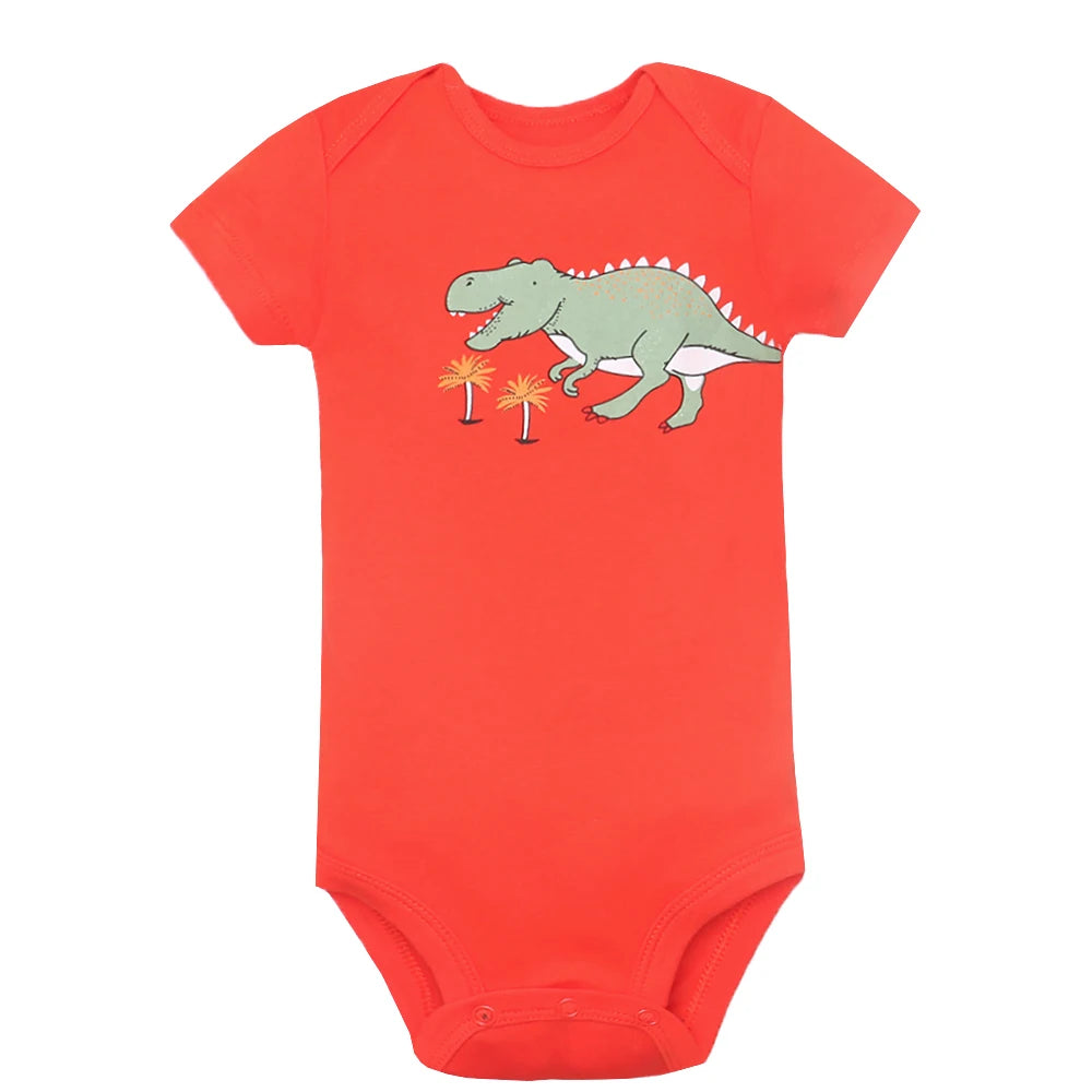 5Pcs/lot Baby's Romper Soft Cotton Summer Jumpsuit Cartoon Dinosaur Bodysuit