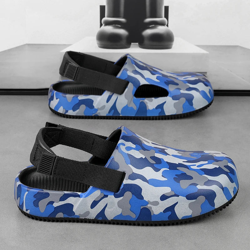 Men's Summer Slippers Sandals Camouflage  Clogs Beach Slippers Flip Flop Casual Slides
