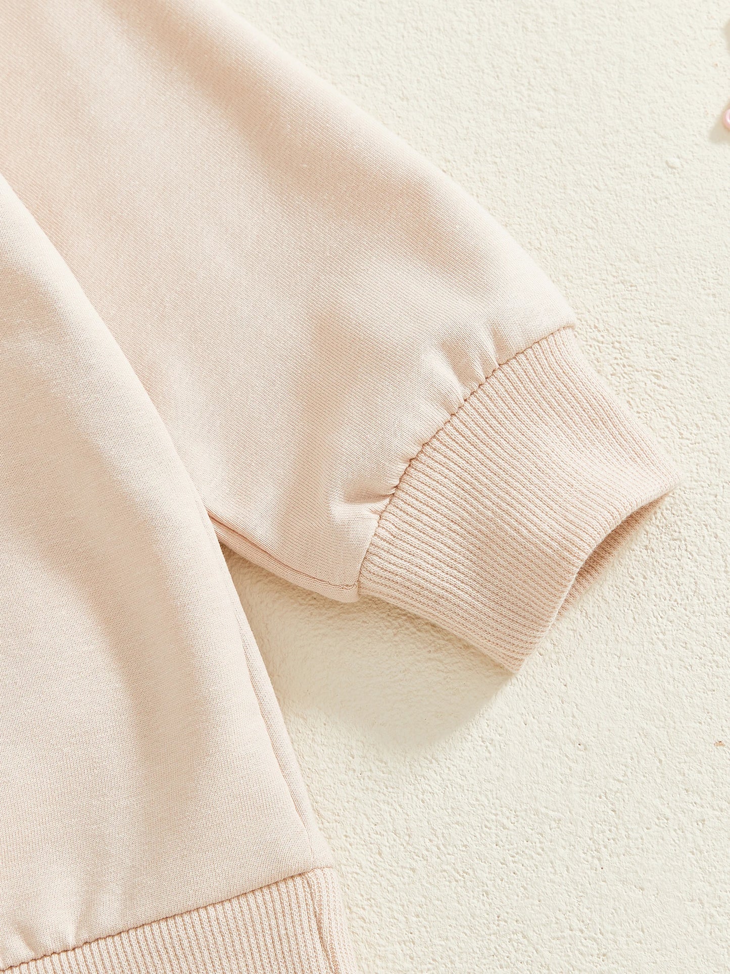 Toddler Baby Girls Outfit Set - Bow Letter Embroidered Sweatshirt & Pants 0-3Y