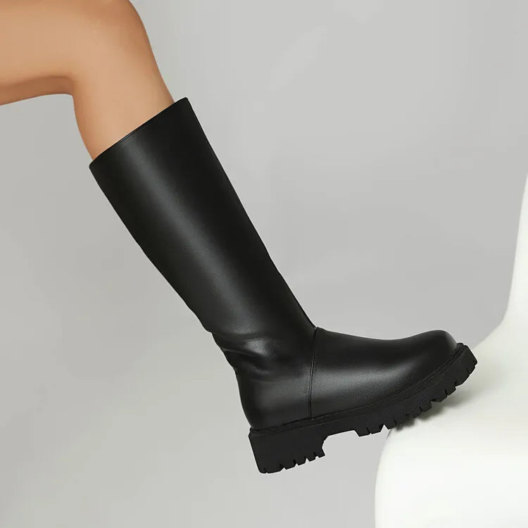 Faux Suede Ankle Boots - 5cm Flat Heel with Belt Buckle Detail