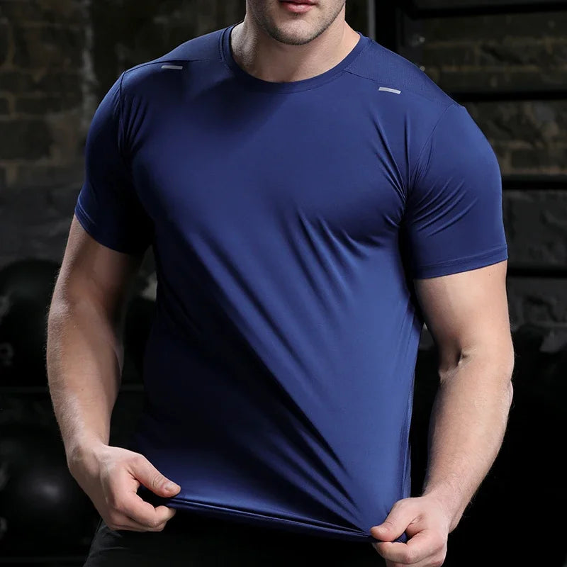 Men's Summer Loose Breathable Short Sleeve Quick Dry Running Fitness  Muscle T-Shirt