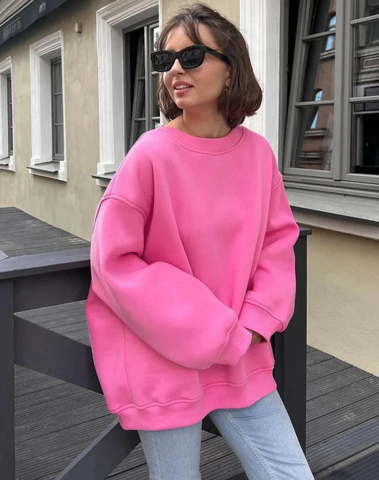 Women's Oversized Loose Pullover Fleece Sweatshirt