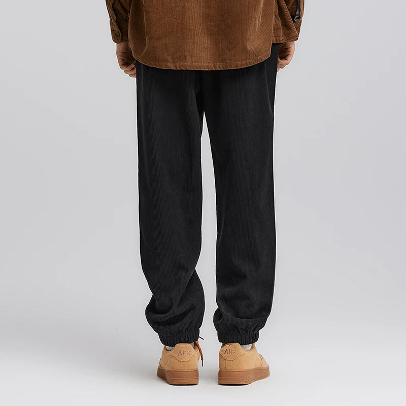 Men's Corduroy Jogger Pants - Loose Fit Textured Winter Streetwear Trousers