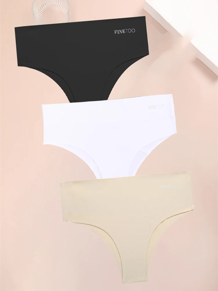 3PCS Women's Seamless Plus Size Underwear High Waist Briefs Stretch Comfortable Traceless Lingerie