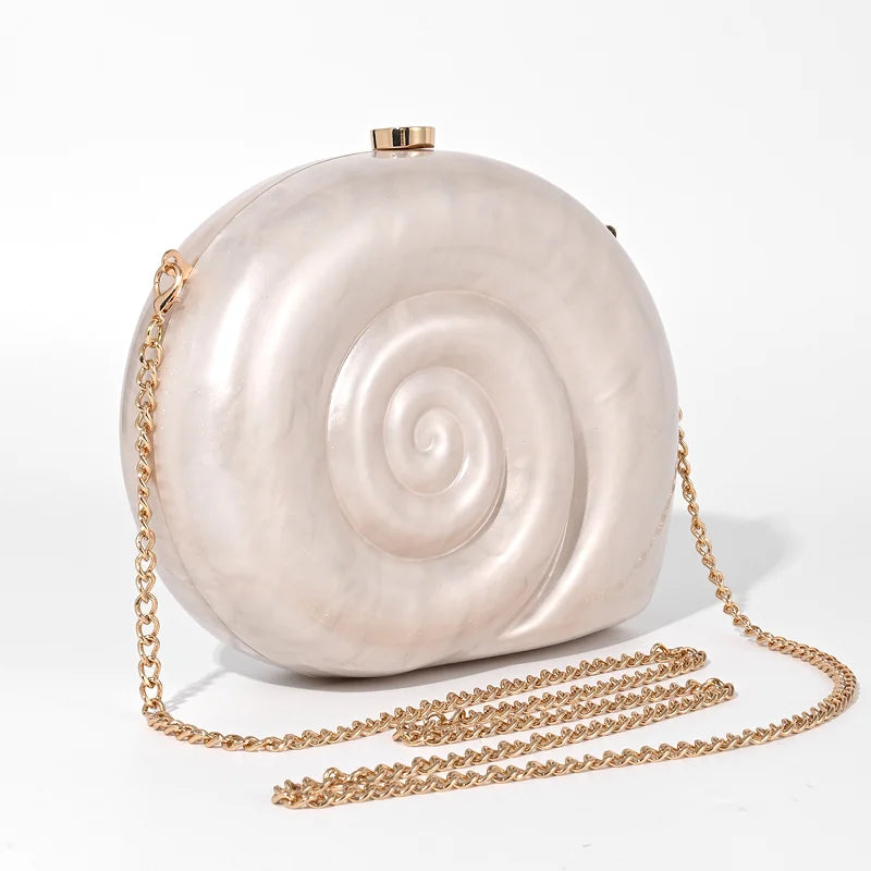 Women's Acrylic Conch Shell Crossbody Bag – Novelty Evening & Beach Shoulder Bag