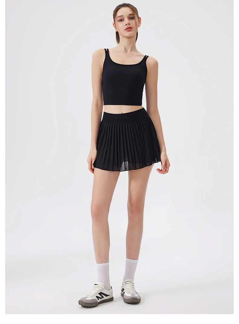 Women's Two-Piece Fitness Yoga Set - Summer Tennis Shorts & Top