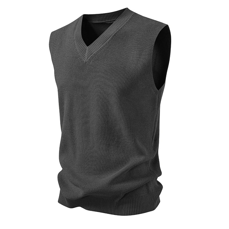 V-Neck Knitted Vest - Sleeveless Smart Casual Sweater Waistcoat