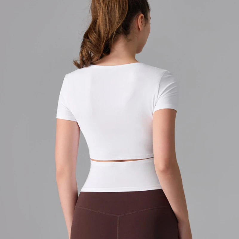 Women's Slim Fit Workout T-Shirt - Quick Dry Athletic Top for Yoga & Running