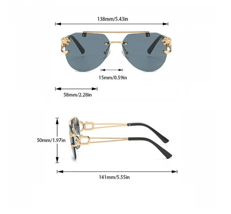 Unisex 2 Pairs Per Set Rimless Gradient Double Bridge Sunglasses