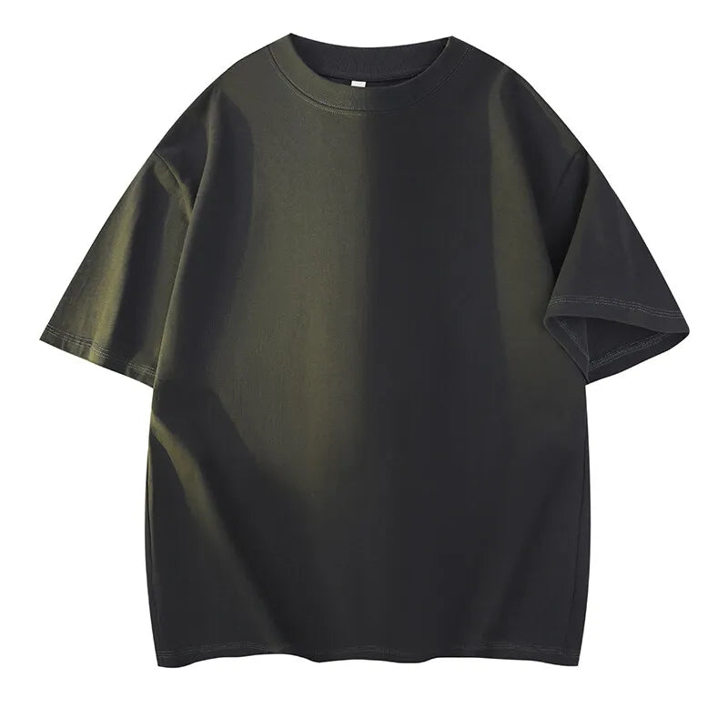 Men's Summer Cotton Short Sleeve Round-Neck Loose  Breathable Casual T-Shirt