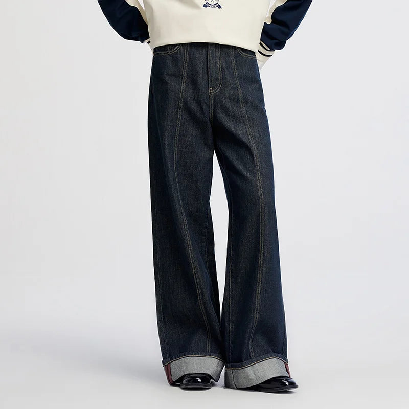 Women's Rolled Hem Loose Wide Leg Long Trousers