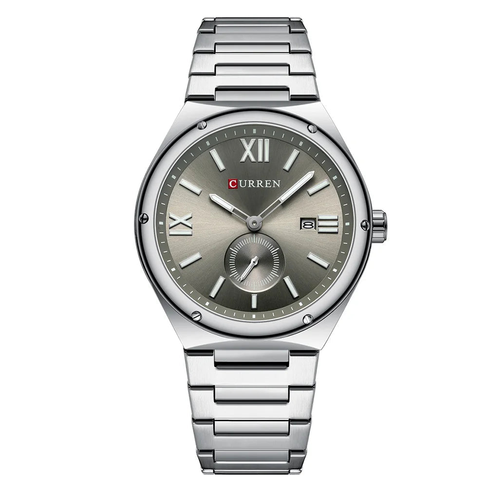 Premium Waterproof Business Watch - Luminous Date Display Stainless Steel Square Quartz