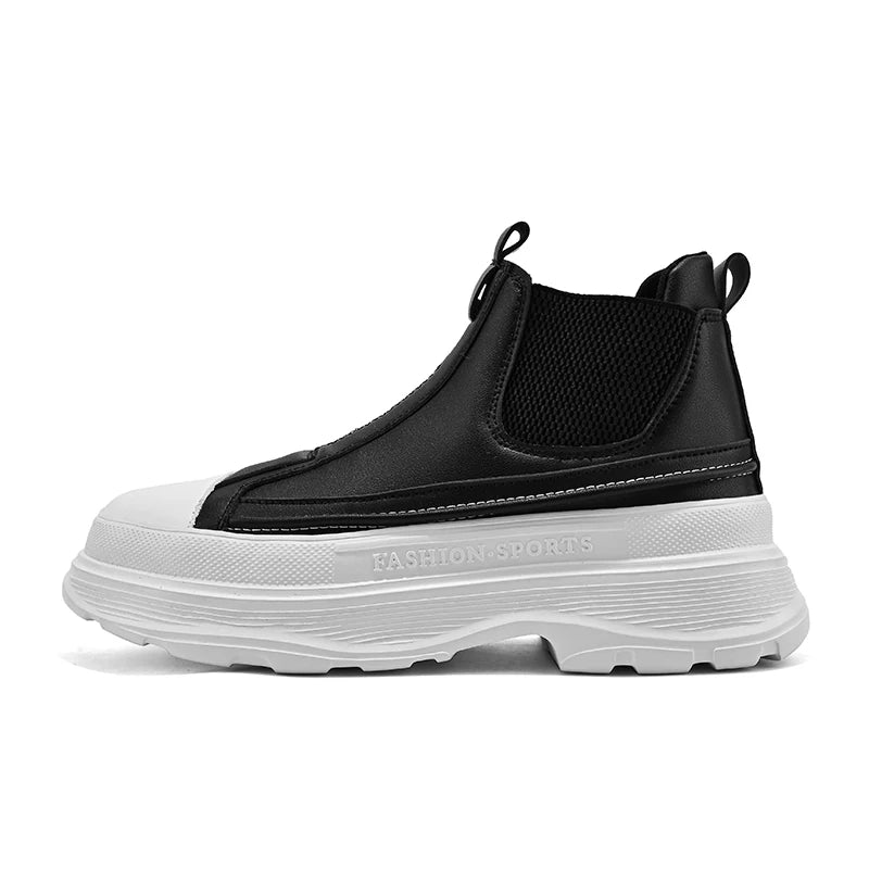Men's Leather Chelsea Boots - Chunky Platform Sneakers