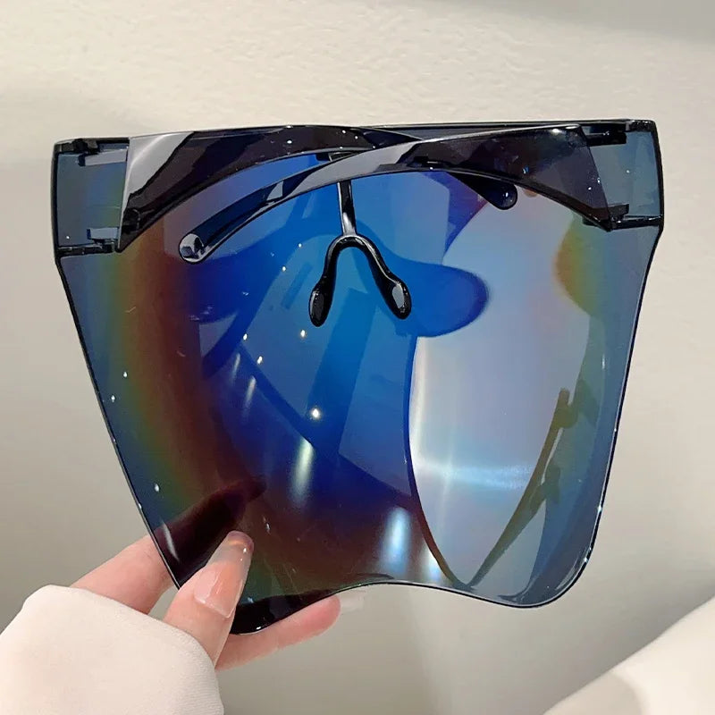 Unisex Huge Goggle Futuristic Mirror  Wrapped Round Anti-UV Sunglasses