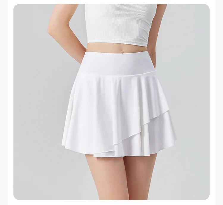 Women's High Waist Tennis Skirt with Built-in Shorts - Quick Dry Athletic Skort