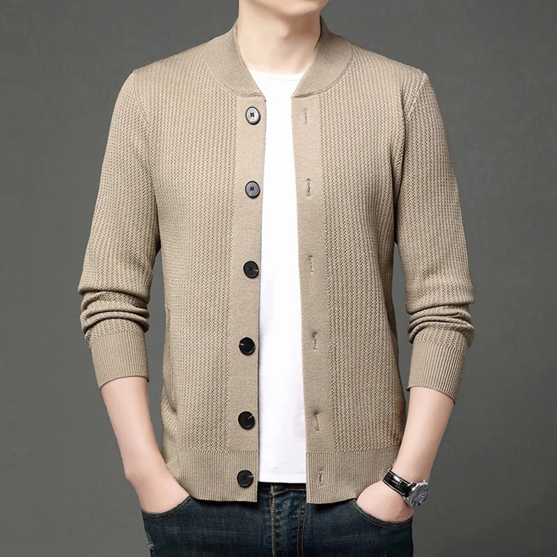 Men's Baseball Collar Knit Cardigan