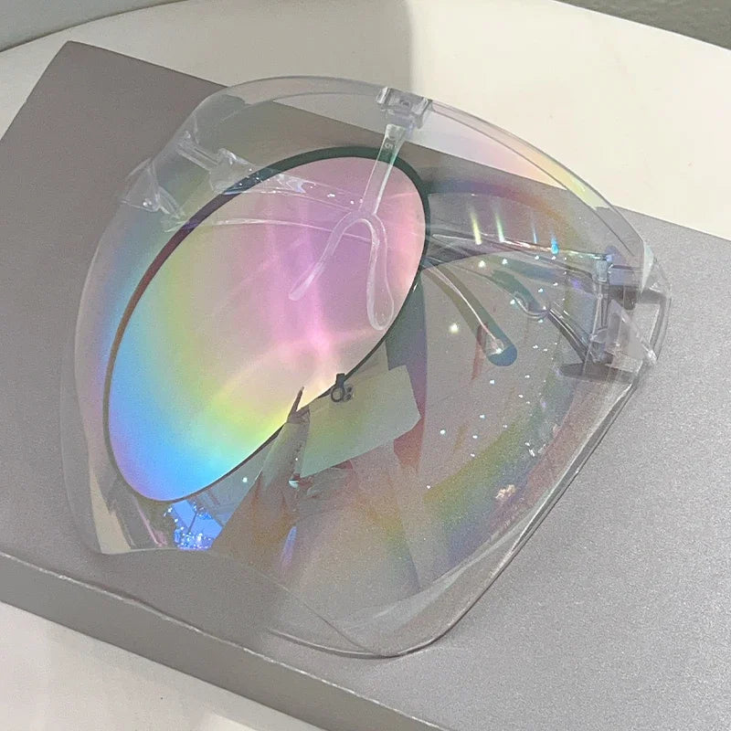 Unisex Huge Goggle Futuristic Mirror  Wrapped Round Anti-UV Sunglasses