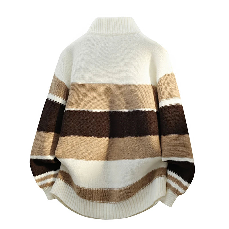 Men's Patchwork Striped Knit Sweater