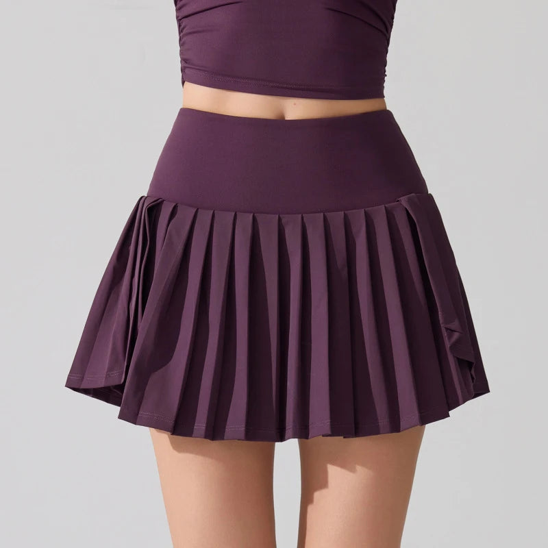 Women's High Waist Tennis Skort - Quick Dry Workout Skirt with Pockets