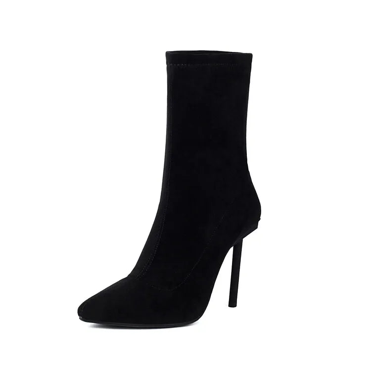 Suede Elastic Ankle Boots