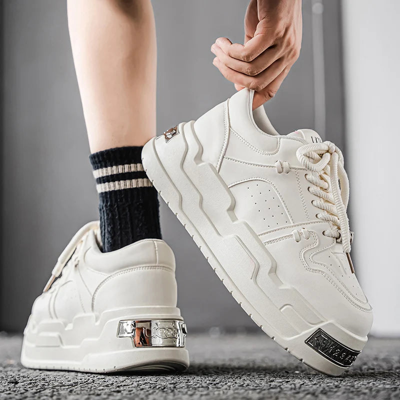 Men's Platform Sneakers - Metal Detail Sports Trainers