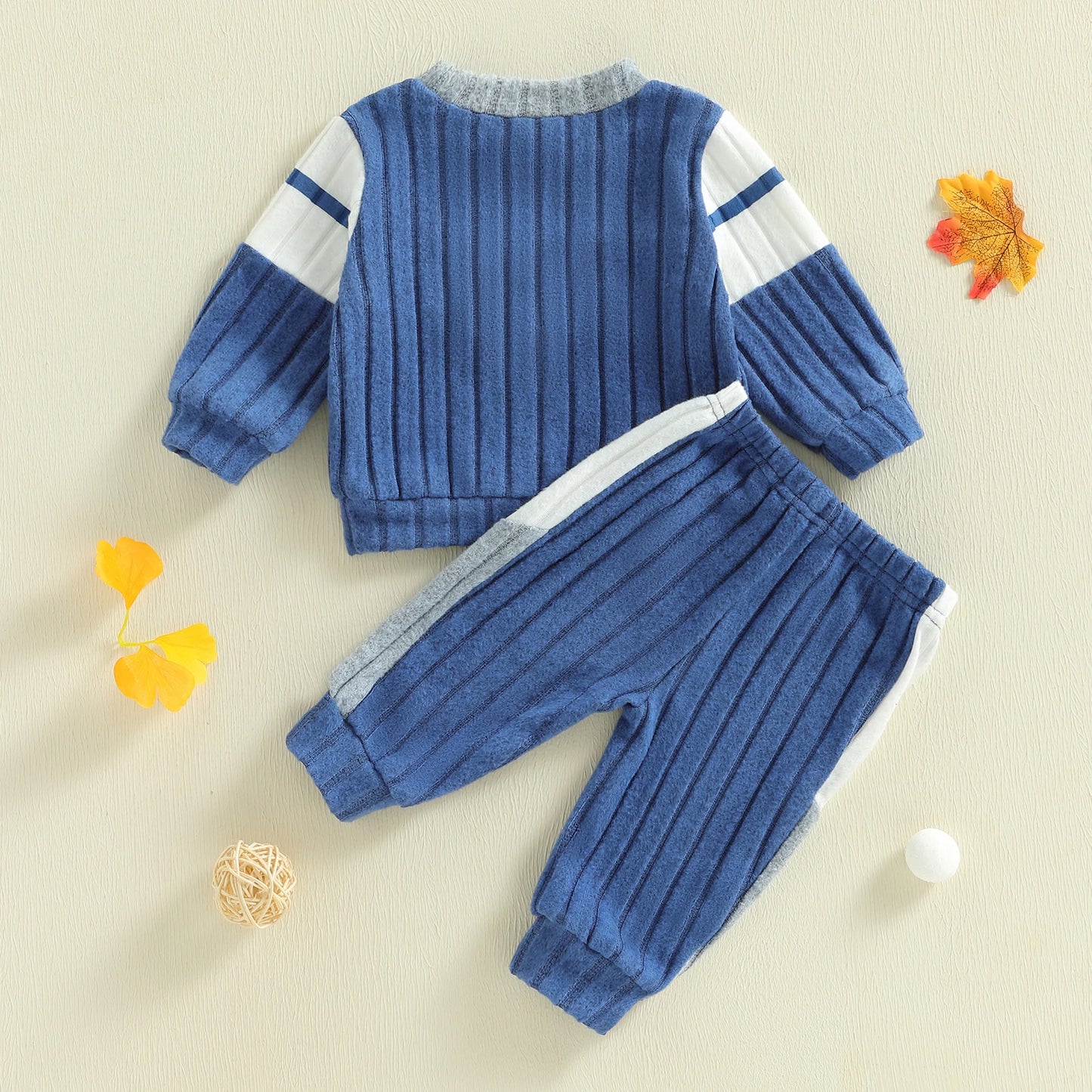 Baby Boys 2-Piece Outfit Set - Contrast Sweatshirt & Elastic Waist Pants