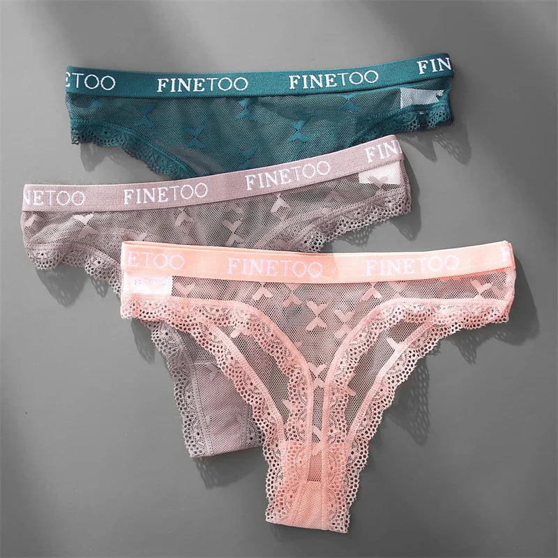 Women's Lace Low-Rise Thongs Letter Waist Transparent G-String Seamless Lingerie Hollow Out Perspective T-Back