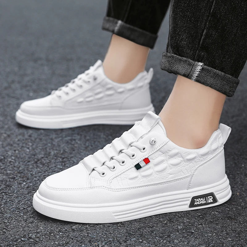 Men's Casual Shoes PU Leather Skateboard Sneakers Breathable Tennis Sports Trainers Sneakers