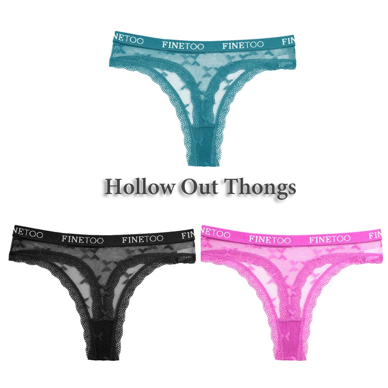 Women's Lace Thong Lingerie 3-Pack