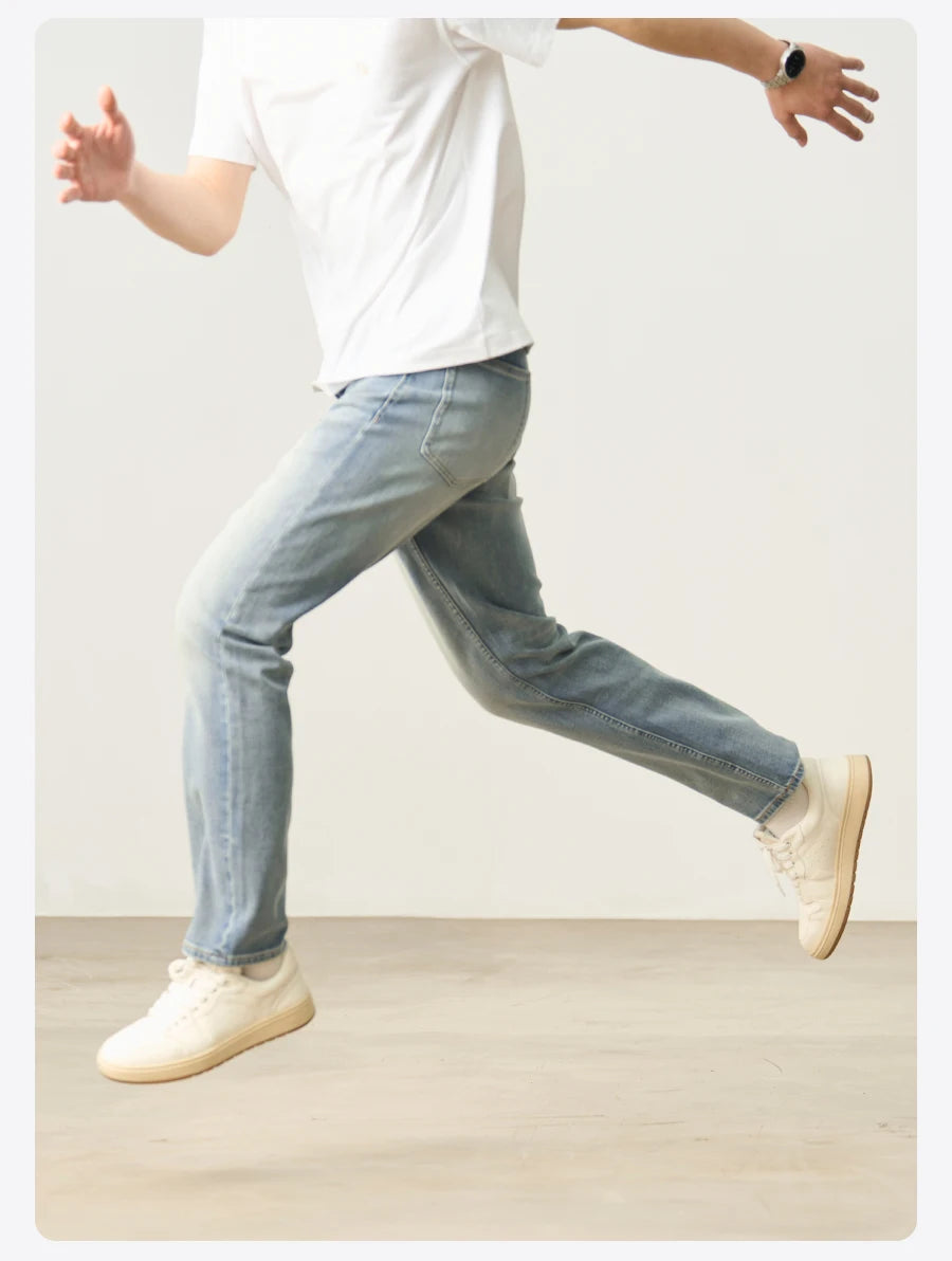 Men's Stretch Denim Jeans - 11oz Elastic Lycra Loose Straight Plus Size