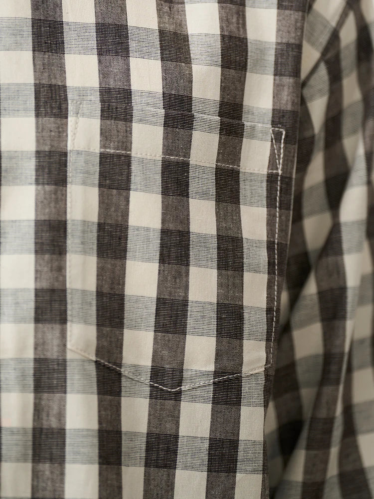 Oversized Linen Cotton Plaid Shirt - Casual Relaxed Fit