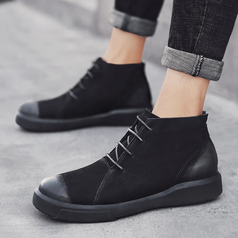 Men's Leather Ankle Boots - Lace-Up Work & Business Boots