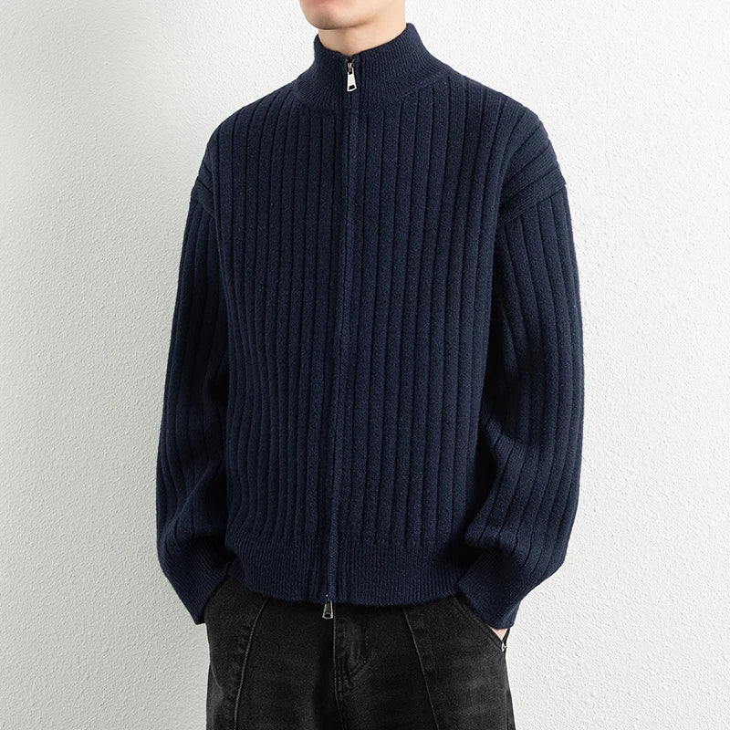 Men's V-Neck Knit Cardigan - Slim Fit Casual Sweater