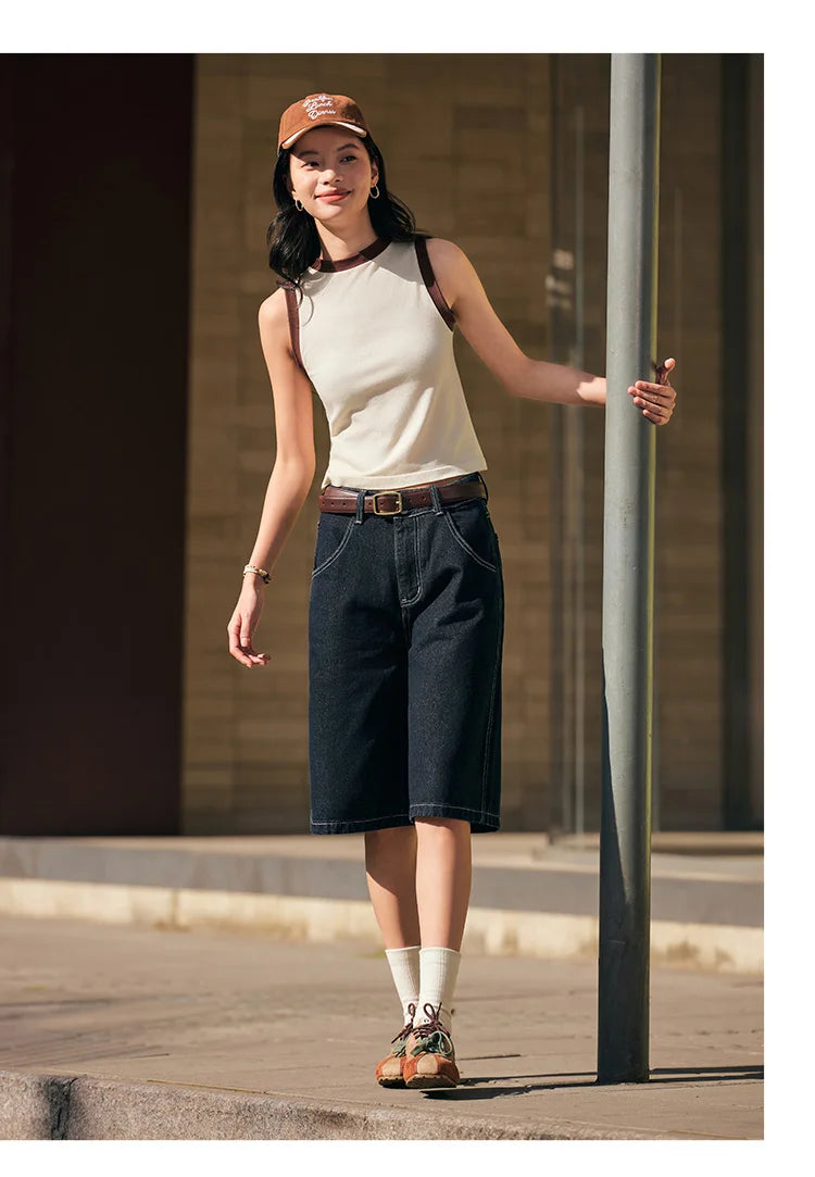 Women's Color-Block Round Neck Camisole - Slim Fit Vest Top