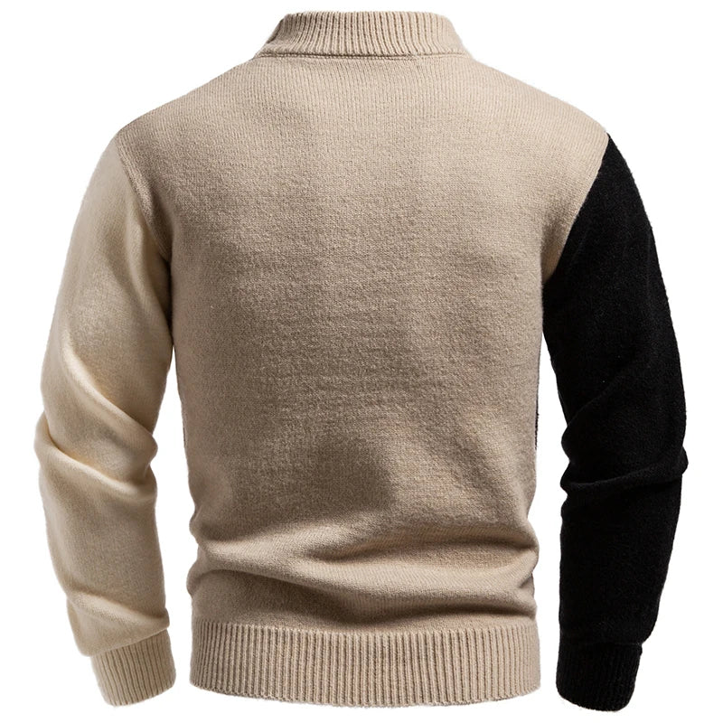 Patchwork Knitted Warm Pullover Sweater