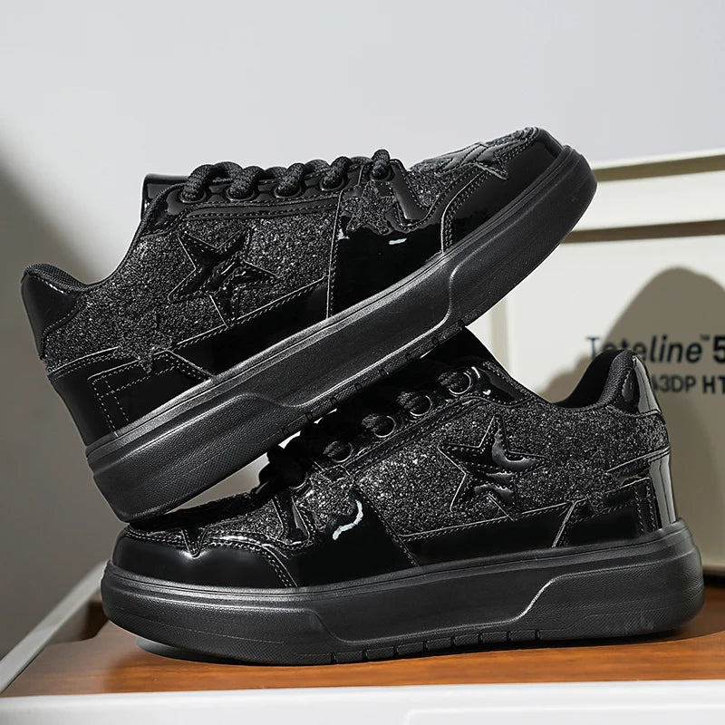Men's Platform Star Sneakers - Sparkle Tennis Running Trainers