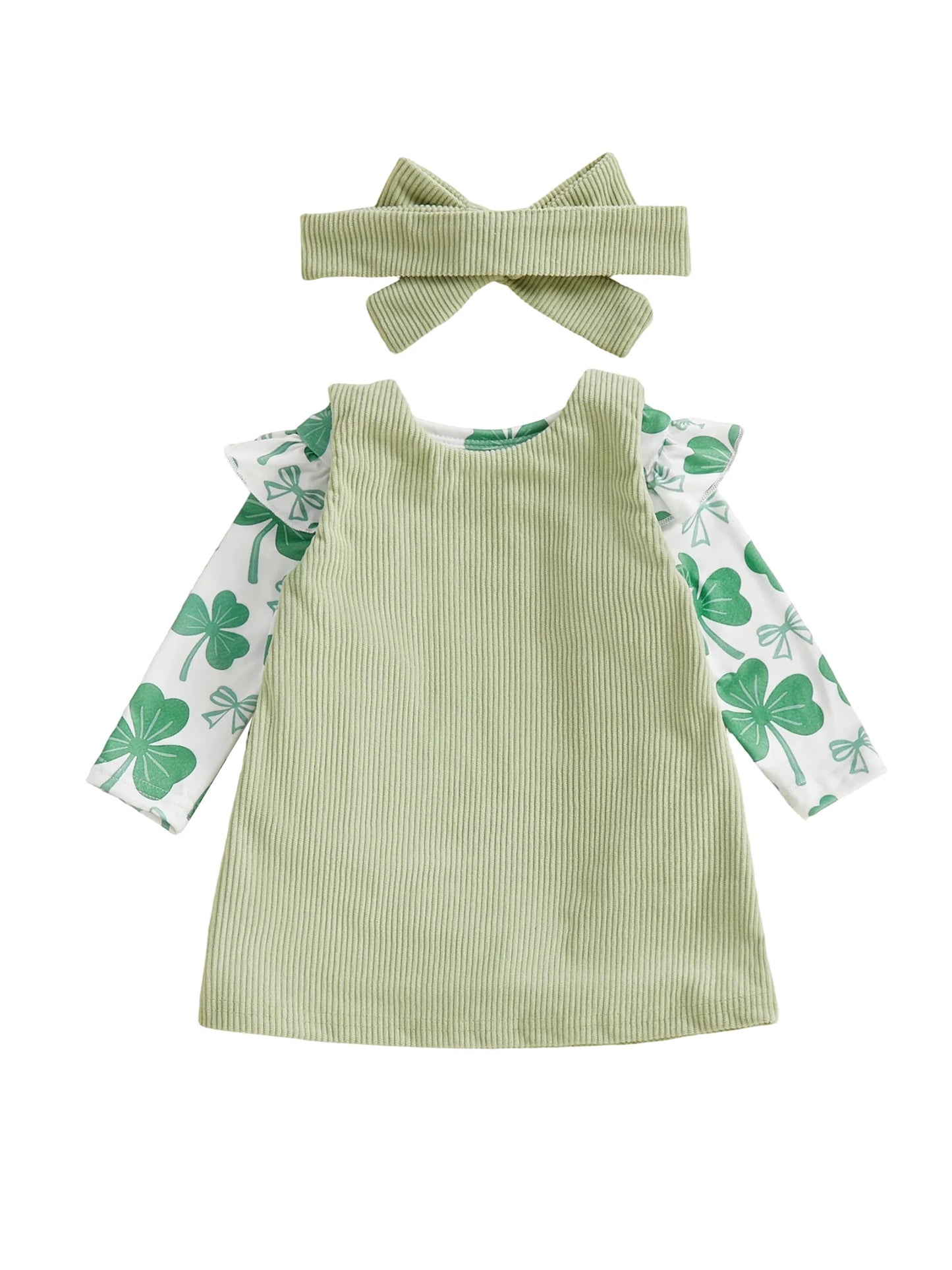 Baby Girls' Shamrock Print Romper Dress & Headband Set