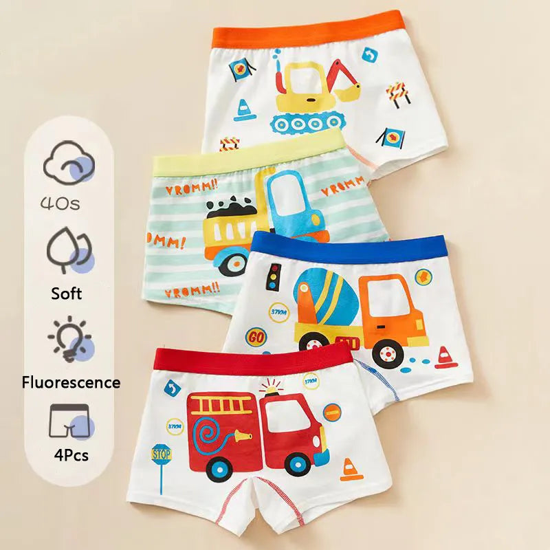 Children's Boy Comfortable Shorts Briefs Boxers For Kids (4 Pack)