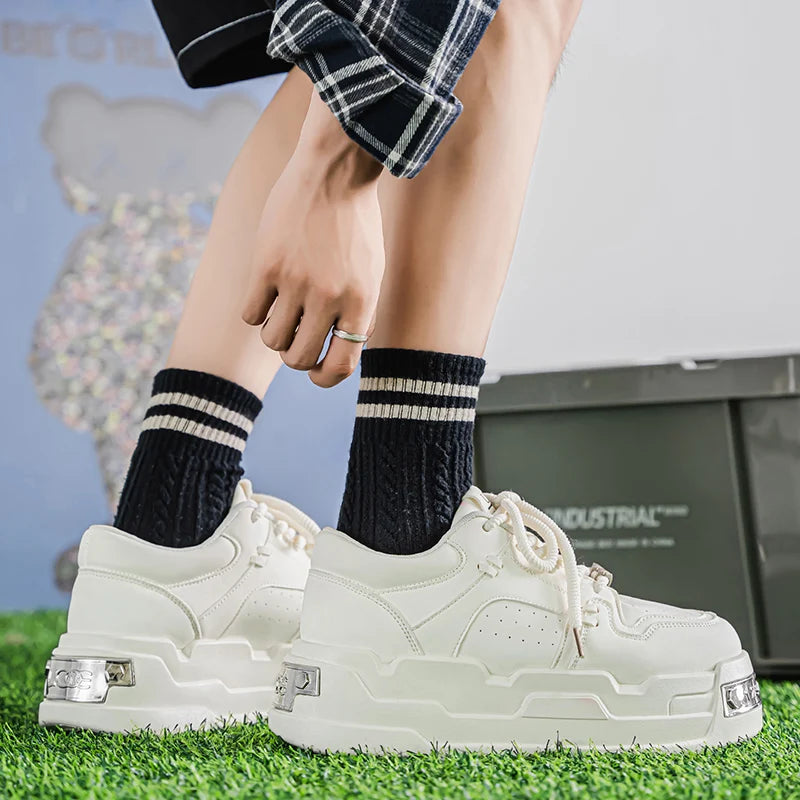 Men's Platform Sneakers - Metal Detail Sports Trainers