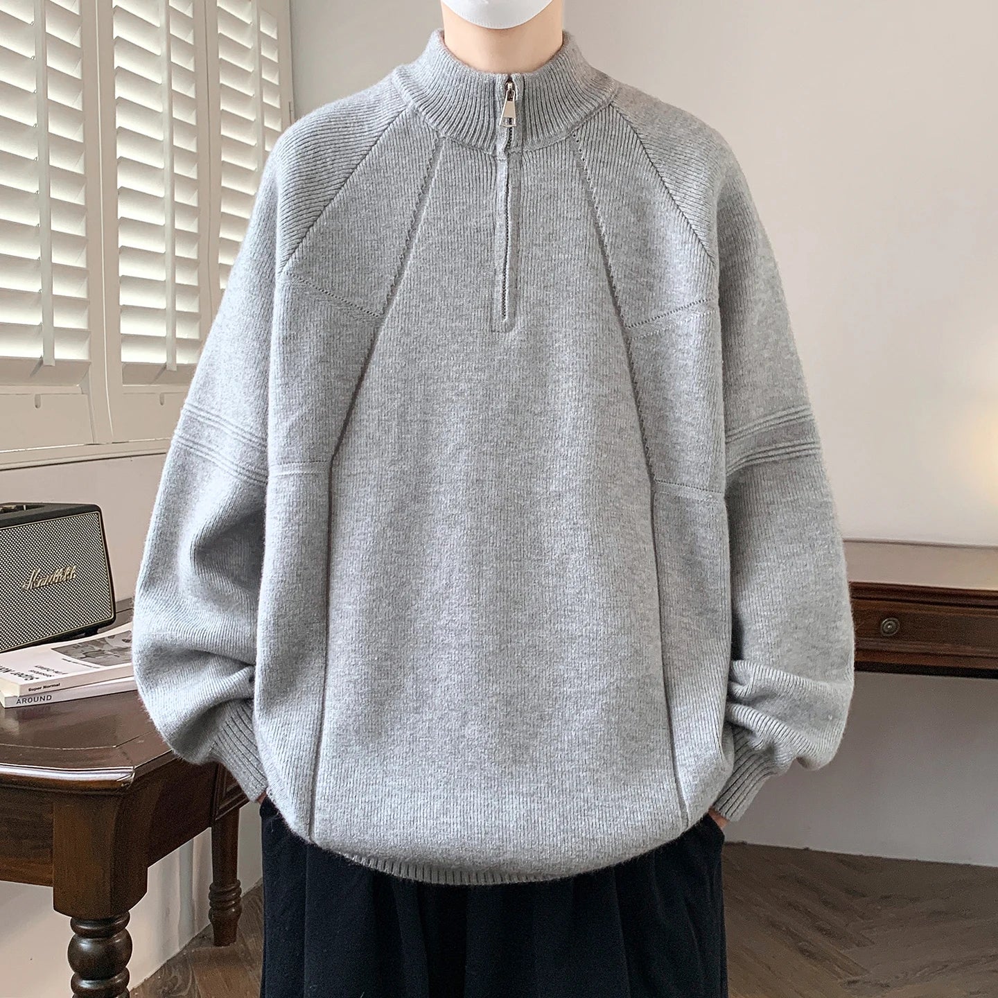 Loose Knit Half Zipper Pullover Sweater