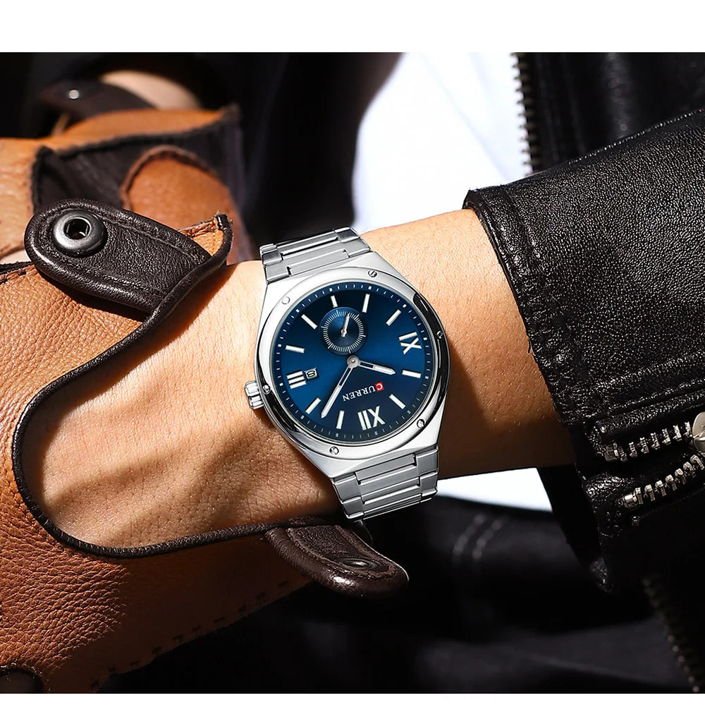 Premium Waterproof Business Watch - Luminous Date Display Stainless Steel Square Quartz